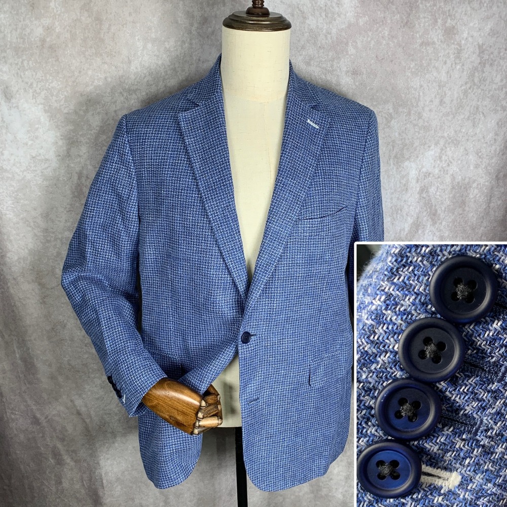 Vitale Barberis Canonico Blazer Jacket Men 45 Slim Linen Unlined Sport Coat Silk